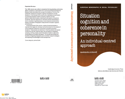 Paperback Situation Cognition and Coherence in Personality: An Individual-Centred Approach Book