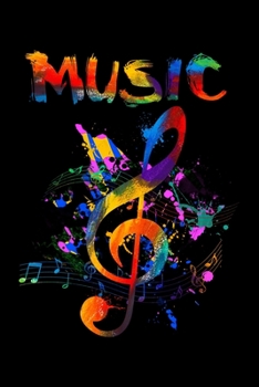 Music: Funky Treble Clef Music Note Lined Notebook Journal Diary 6x9