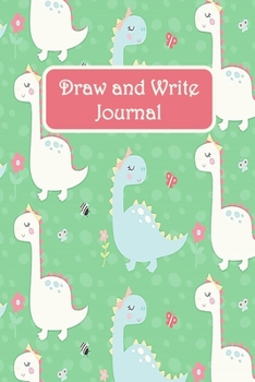 Draw and Write Journal: Pretty Dinosaur Primary Composition Story Paper Notebook 6x9 Wide Ruled with Picture Space