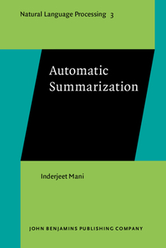Paperback Automatic Summarization Book