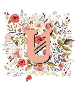 Paperback U Monogram Letter Floral Wreath Notebook Book