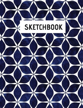 Paperback SketchBook: Notebook Blank Pages size 8.5"x 11" 100 pages - Navy Blue White Pattern Cover Great for Drawing, Sketching, Writing an Book