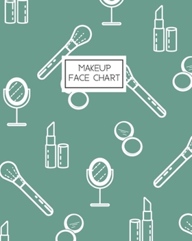 Makeup Face Chart: Workbook for Planning and Practicing Makeup/Personal and Professional Light Sage Green with White Makeup Icons