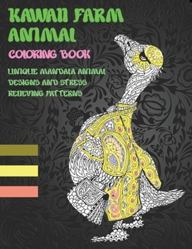 Paperback Kawaii Farm Animal - Coloring Book - Unique Mandala Animal Designs and Stress Relieving Patterns Book