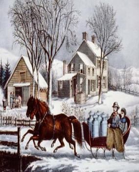 Paperback Vintage Currier & Ives Horse Drawn Sleigh Winter School Comp Book 130 Pages: (Notebook, Diary, Blank Book) Book
