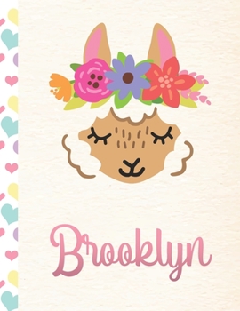 Paperback Brooklyn: Personalized Llama Sketchbook For Girls With Pink Name - 8.5x11 110 Pages. Doodle, Draw, Sketch, Create! Book