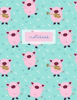 Paperback Notebook: Lined A4 Notebook - Cute Dancing Pig + Ukulele Print Book