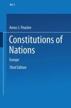 Paperback Constitutions of Nations: Volume III -- Europe Book