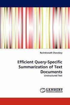 Paperback Efficient Query-Specific Summarization of Text Documents Book
