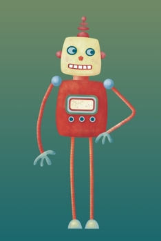 Paperback Notes: A Blank Squared Paper Journal with Red and Yellow Retro Robot Cover Art Book
