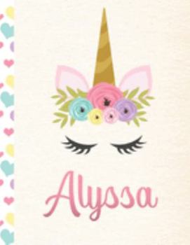 Paperback Alyssa: Personalized Unicorn Journal For Girls - 8.5x11 110 Pages Notebook/Diary With Pink Name Book