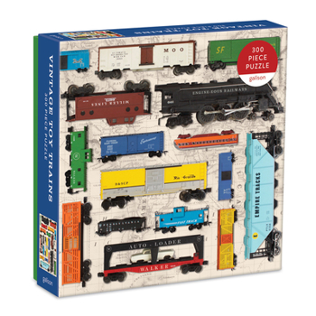 Galison Vintage Toy Trains Puzzle, 300 Pieces, 21.25” x 16.14” – with Colorful Vintage Toys Trains on an Antique Map – Challenging, Perfect for Family Fun