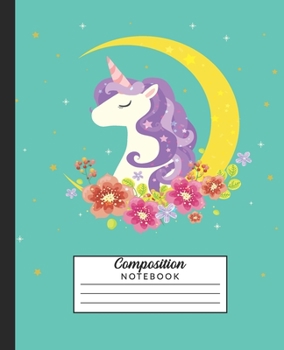 Paperback Unicorn composition notebook: Unicorn collage Ruled Primary journal for Girls Kids Student Teacher etc , 7.5 x 9.25 in, 100 pages Book