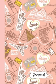 Paperback Journal: Pink World Traveler Diary with Blank Lined Notebook Paper Book