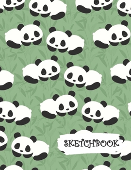 Paperback Sketchbook: Panda Bear Sleeping Green Background Fun Framed Drawing Paper Notebook Book