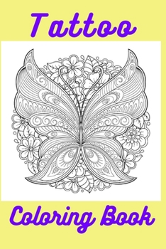 Paperback Tattoo Coloring Book [Large Print] Book