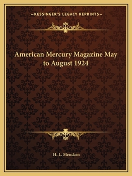 Paperback American Mercury Magazine May to August 1924 Book