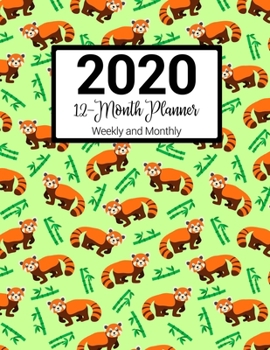 2020 12-Month Planner Weekly and Monthly: With Meal Planner, Goals, Red Panda Pattern Green
