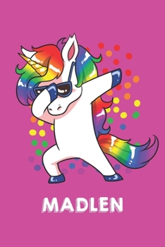 Madlen: Personalisiertes Design Notizbuch Einhorn 120 linierte Seiten - Perfekte Geschenkidee f�r die Schuhe oder Weihnachten mit Vornamen DIN A5 (pink)