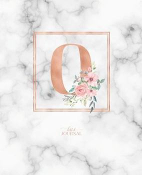 Dotted Journal: Dotted Grid Bullet Notebook Journal Rose Gold Monogram Letter O Marble with Pink Flowers (7.5” x 9.25”) for Women Teens Girls and Kids