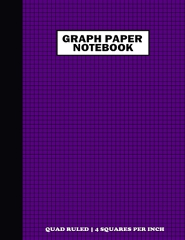 Paperback Graph Paper Notebook. Quad Ruled-4 Squares Per Inch: Grid Notebook/Grid Paper Journal 8.5x11 in. Deep Violet Book