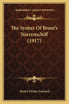 The Syntax of Brant's Narrenschiff (Classic Reprint)