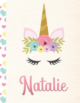 Paperback Natalie: Personalized Unicorn Sketchbook For Girls With Pink Name - 8.5x11 110 Pages. Doodle, Sketch, Create! Book