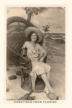 Paperback Vintage Journal Greetings from Florida, Woman in Chair with Gator Book
