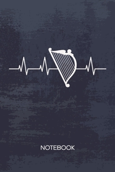 Paperback Bullet Dotted Journal: Harpist Notebook Dotted Grid a5 6x9 120 Pages - String Instrument Planner Harp Heartbeat Diary Harp Music - Instrument Book