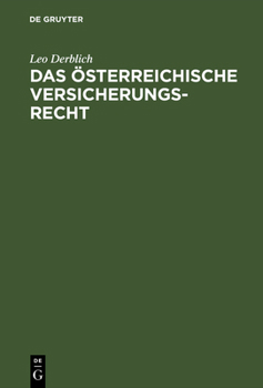 Hardcover Das österreichische Versicherungsrecht [German] Book