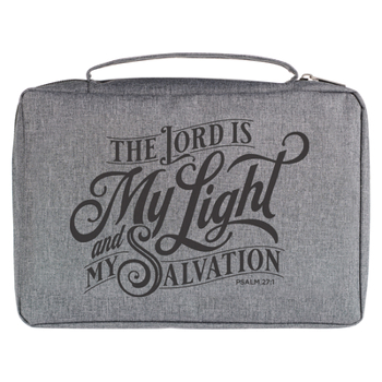 Misc. Supplies Christian Art Gifts Polyester Bible Cover with Zippered Pocket and Pen Storage: The Lord Is My Light - Psalm 27:1 Inspirational Bible Verse, Gray, Med Book