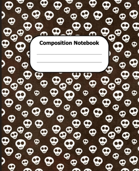 Paperback Composition Notebook: Halloween Wide Ruled 7.5 x 9.25 in 100 Pages Composition Book Cute Skull Pattern Black Book