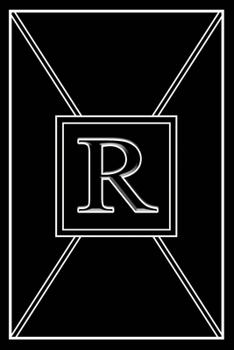 R: Personalized Dot Grid Bullet BUJO Notebook Journal Modern Sleek Black White Minimalist Initial Monogram Letter R - Many Usage Handy Travel Size For Boys MenTeens