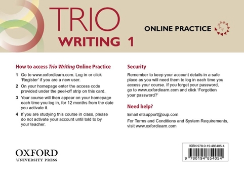 Trio 1 Student Online Practice Access Code Card