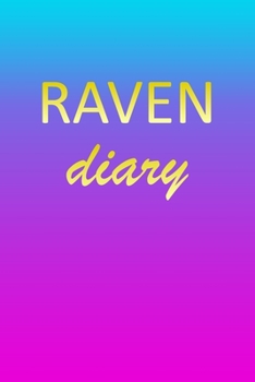 Paperback Raven: Journal Diary - Personalized First Name Personal Writing - Letter R Blue Purple Pink Gold Effect Cover - Daily Diaries Book