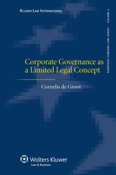 Hardcover Corporate Governance as a Limited Legal Concept Book