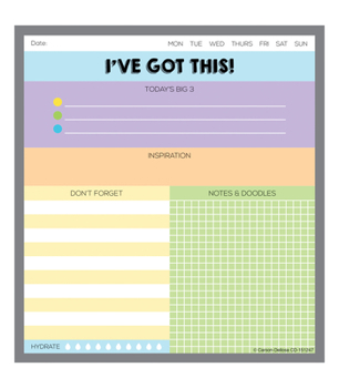 Notebook Carson Dellosa 5.75" x 6.25" You've Got This To Do List Notepad, 50 Sheet Lined Paper with Small Sketch Pad, Daily Checklist, Notes Notepad, Teacher Daily To Do List, Productivity Task Planner Book