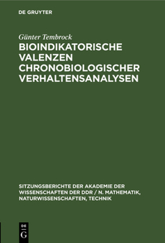 Hardcover Bioindikatorische Valenzen Chronobiologischer Verhaltensanalysen [German] Book