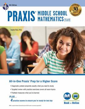 Paperback Praxis Middle School Mathematics (5169) Book + Online Book