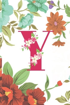 Monogram Letter Y:  Personalized blank-lined notebook with initial: Floral design pink and white journal (6x9) To-do list, diary or gift for Valentine's day, Easter or Birthday
