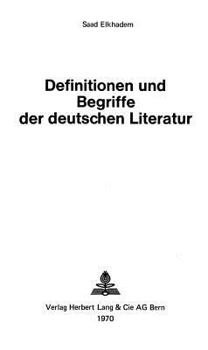 Paperback Definitionen Und Begriffe Der Deutschen Literatur [German] Book