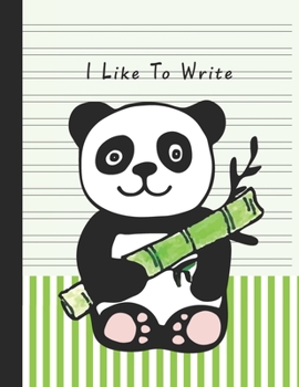 Paperback I Like To Write: Double Line Notebook For Kids - Green Bamboo Panda Book