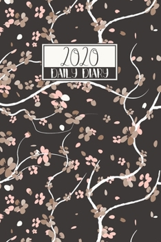 Paperback 2020: A5 Daily Diary Day on A Page Lined Journal - DO1P Day to View Planner - Black & Pink Cherry Blossom Tree Pattern Book