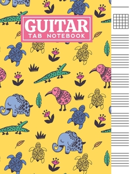Guitar Tab Notebook: Blank 6 Strings Chord Diagrams & Tablature Music Sheets with Amusing Animals Themed Cover Design