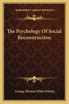 Paperback The Psychology Of Social Reconstruction Book