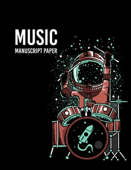 Paperback music notebook journal: Wide Staff Manuscript Paper Notebook - 9 Large Staves Per Page 102 Pages Book