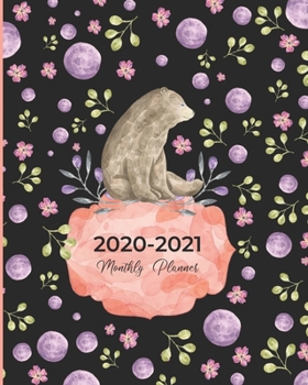 Paperback 2020-2021 Monthly Planner: Cute Bear Gift for Mom - 24-Month Organizer Calendar Book with Holidays - 2 Pages for Each Month - Phone Book and Pass Book