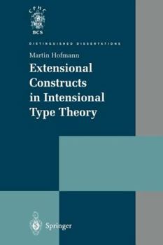 Paperback Extensional Constructs in Intensional Type Theory Book