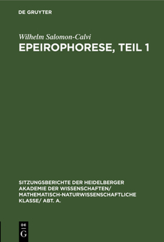 Hardcover Epeirophorese, Teil 1 [German] Book