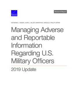 Paperback Managing Adverse and Reportable Information Regarding U.S. Military Officers: 2019 Update Book